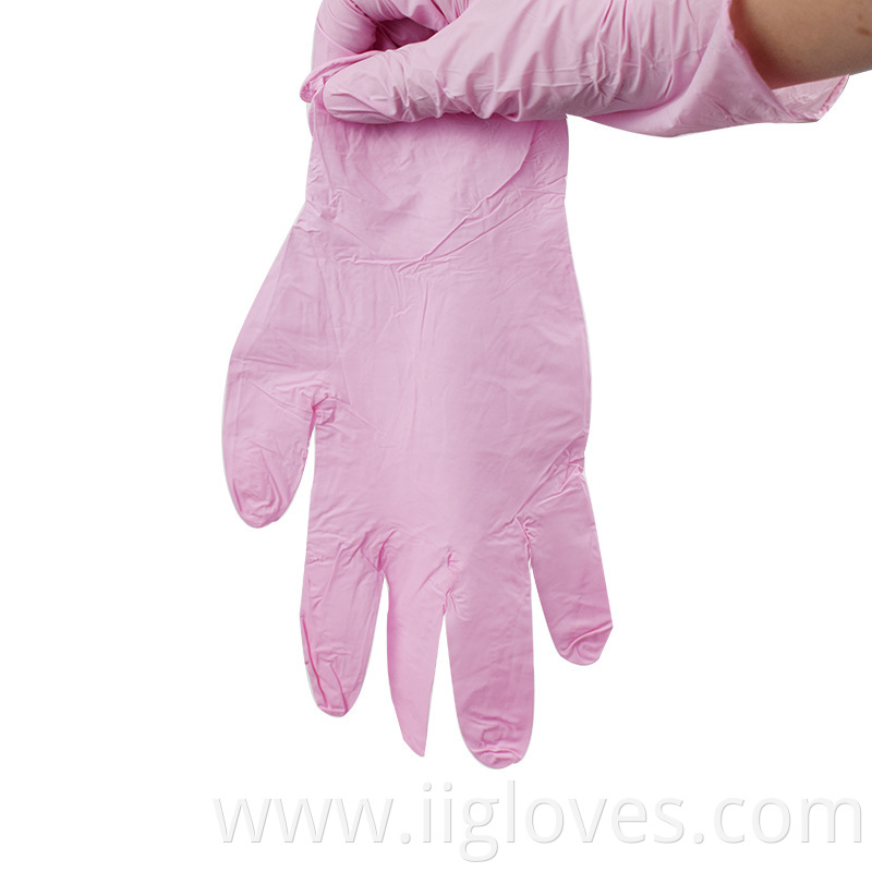 Custom Rose Red Owder-free Anti-acid Civil Use Single Use Nitrile Gloves Safety Gloves Nitrile